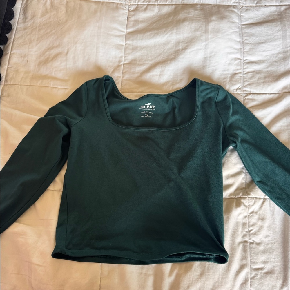 Hollister Green Fitted Long Sleeve Blouse